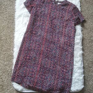 Adrienne Vittadini Sheath Dress Blue Red White Zip back Short Sleeve Women’s 6